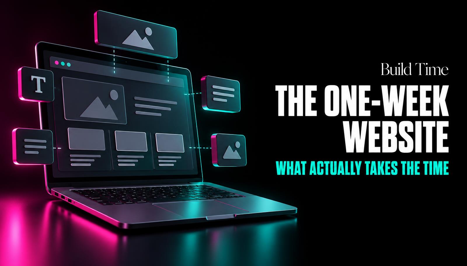 A dark cover showing a laptop with a website wireframe and blocks snapping into place.